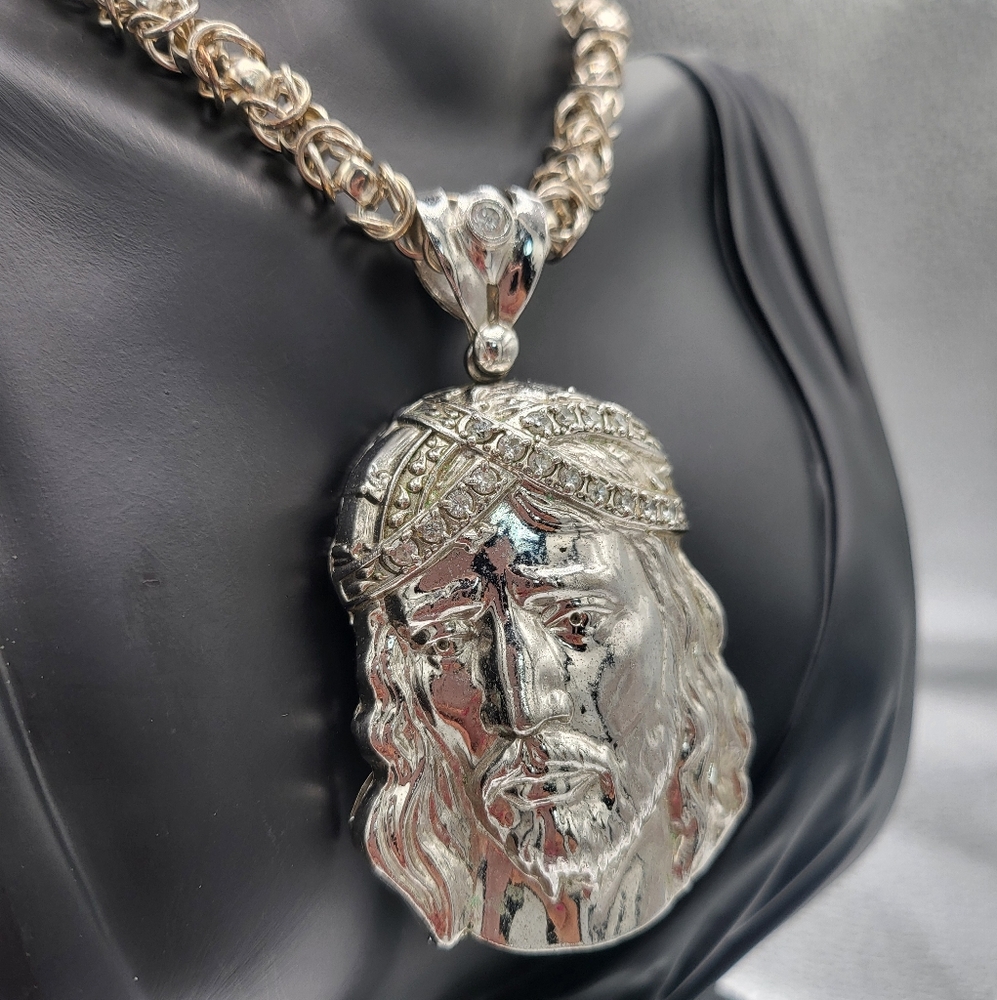 Silver Jesus Pendant Necklace